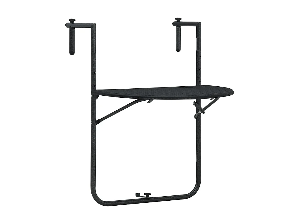 Table de balcon Noir 60x64x83,5 cm Plastique Aspect de rotin GHR74907