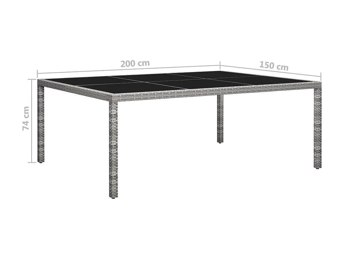 Table à manger de jardin Gris 200x150x74 cm Résine tressée GHR83652