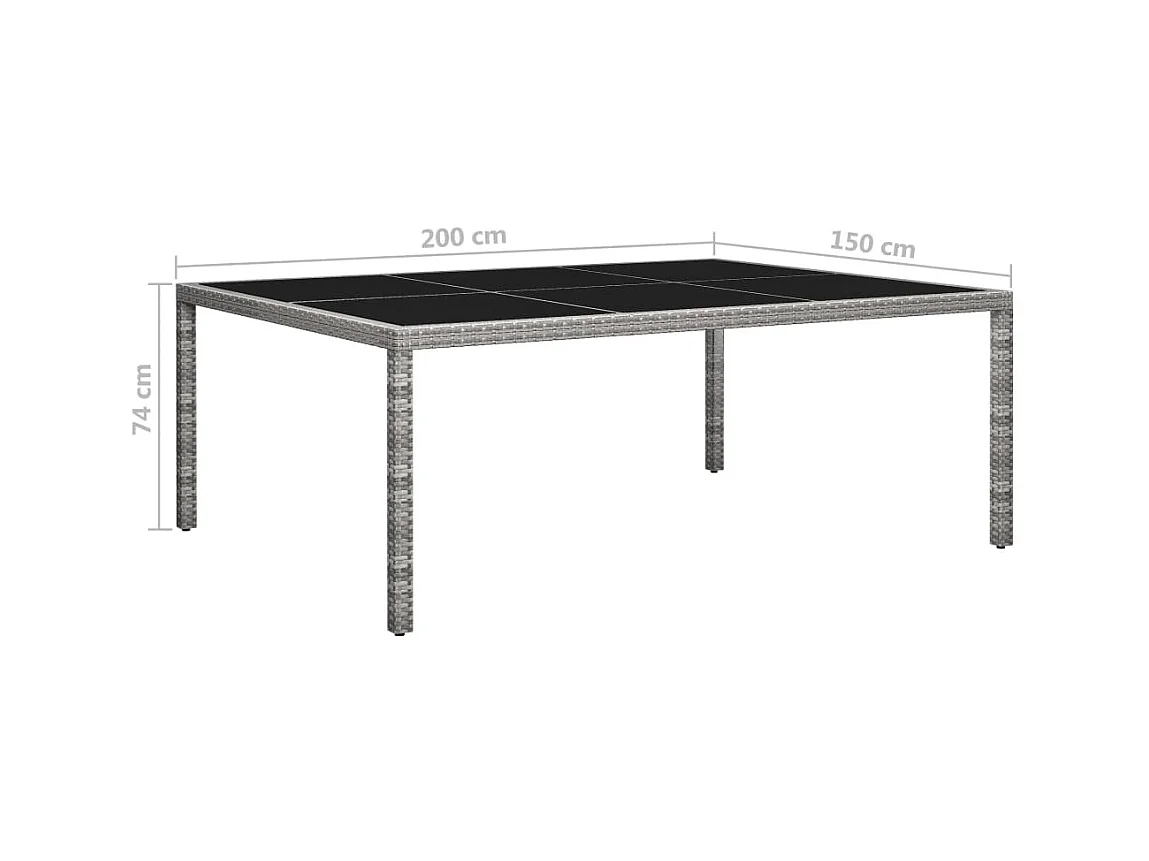 Table à manger de jardin Gris 200x150x74 cm Résine tressée GHR83652