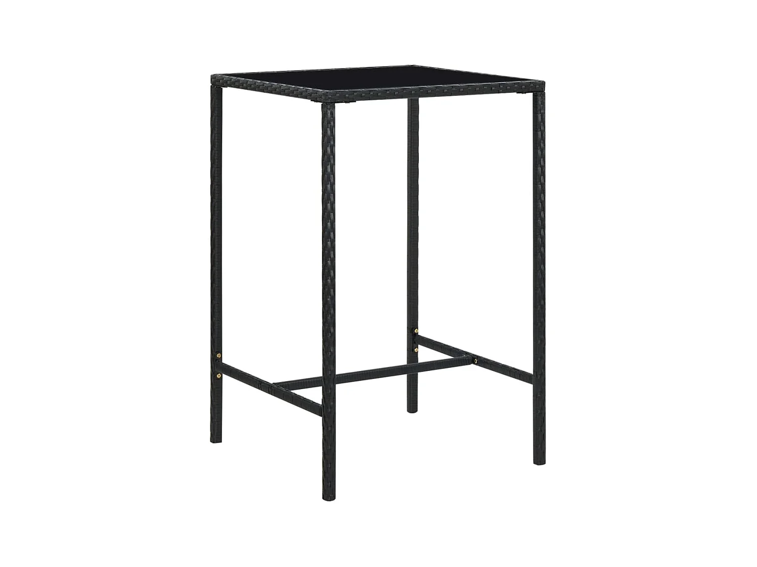 Table à manger de jardin Noir 70x70x110cm Résine tressée et verre GHR41981