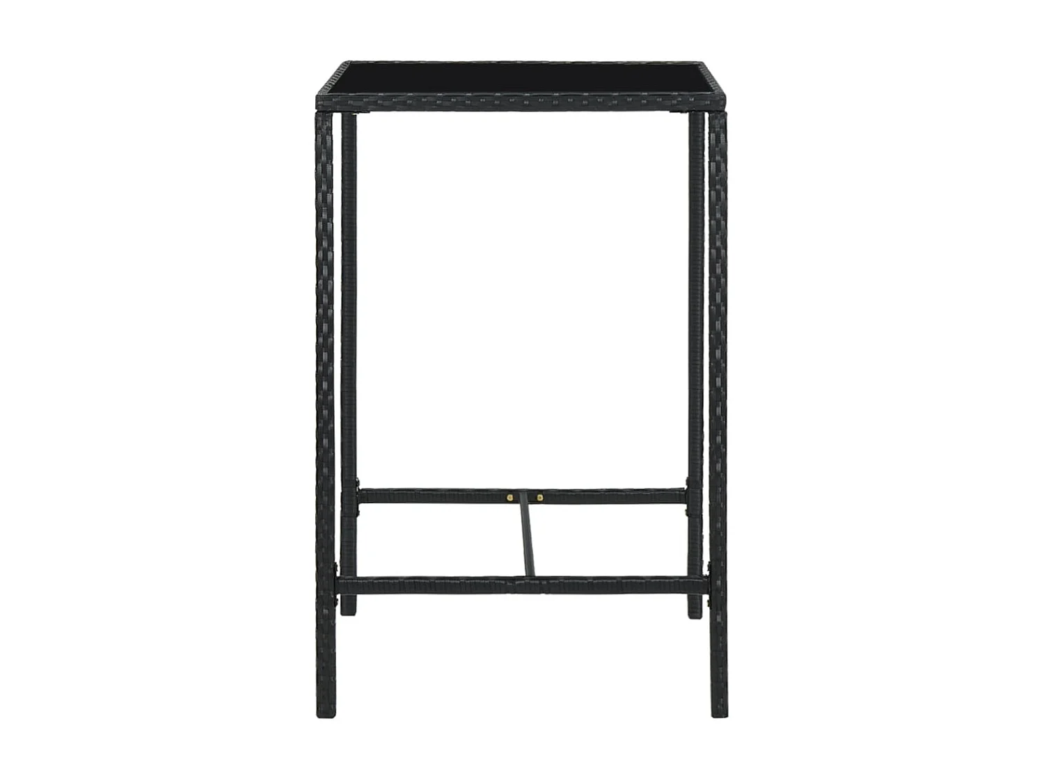 Table à manger de jardin Noir 70x70x110cm Résine tressée et verre GHR41981