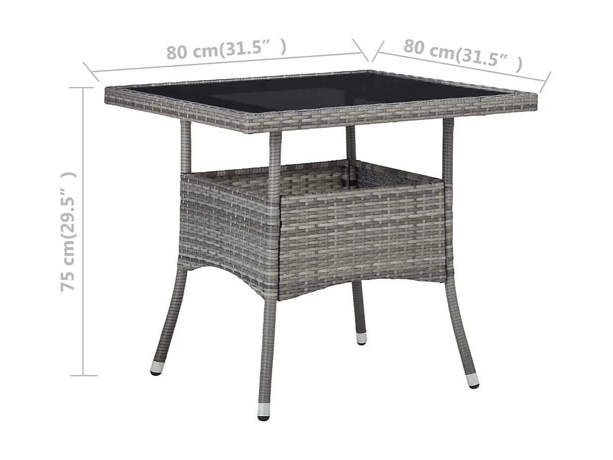 Table à manger de jardin Gris Résine tressée et verre GHR27396