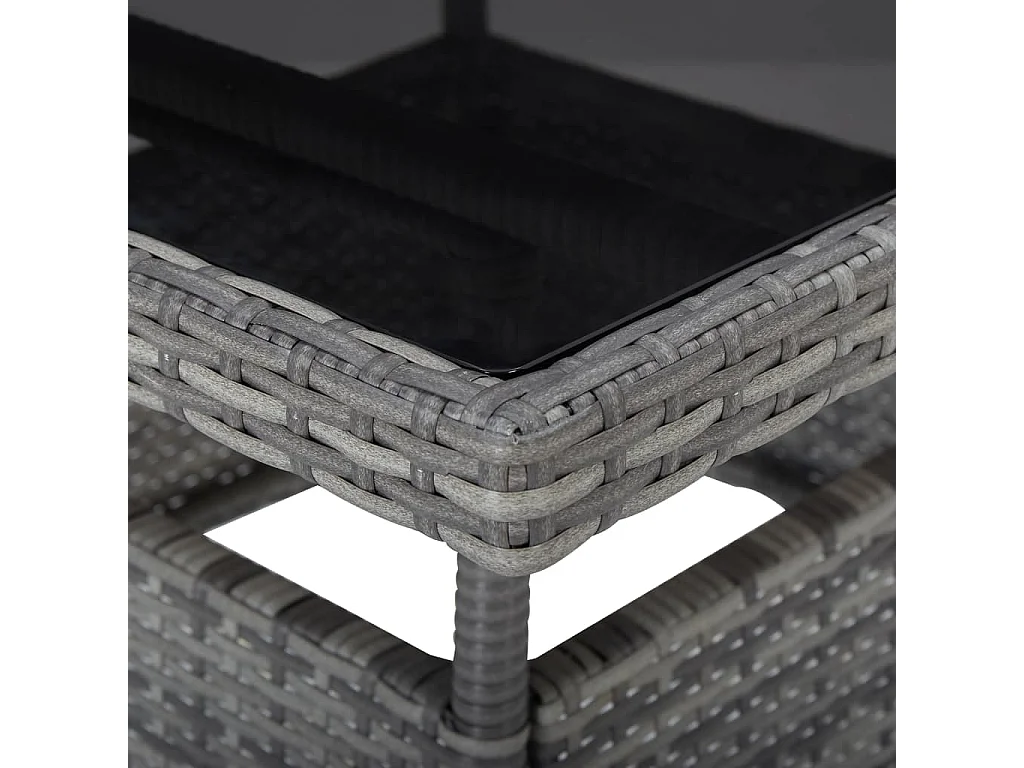 Mesa de comedor para jardín ratán sintético y vidrio gris KOW76117