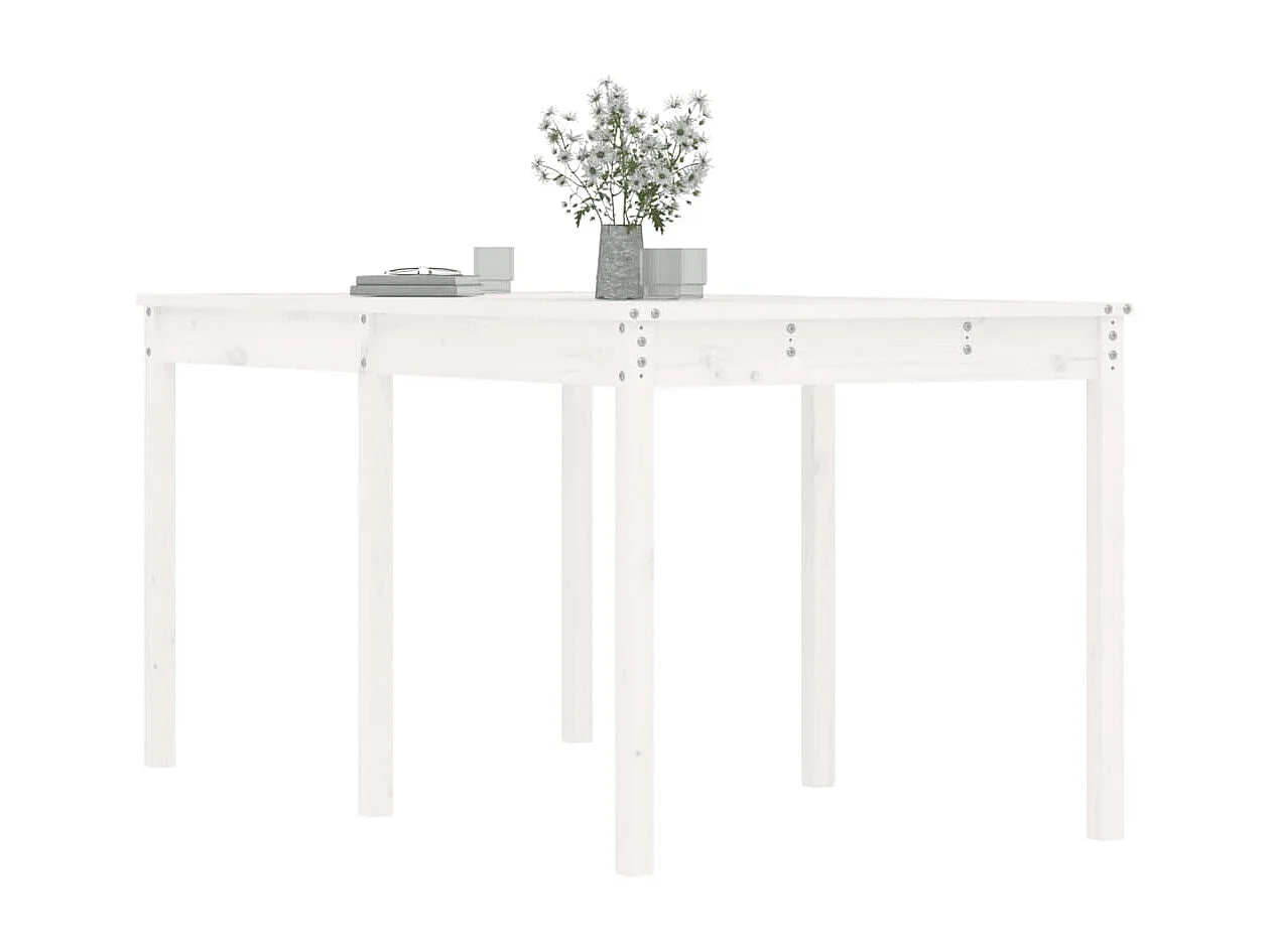 Table de jardin blanc 159,5x82,5x76 cm bois massif de pin GHR15723
