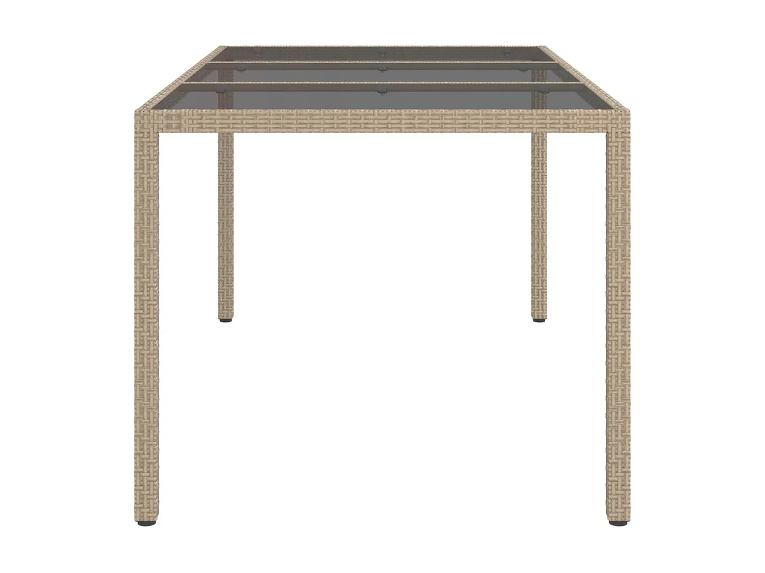 Table de jardin 150x90x75 cm Verre trempé/résine tressée Beige GHR81703