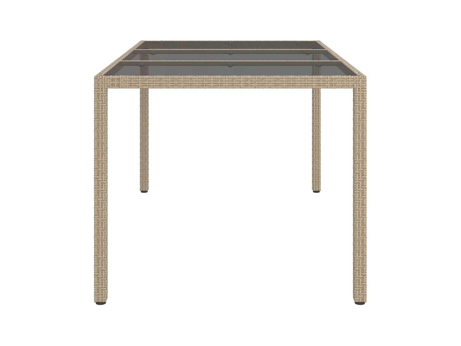 Tuintafel 150x90x75 cm gehard glas en poly rattan beige NL580877