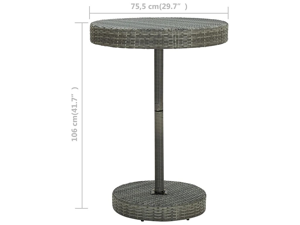 Tuintafel 75,5x106 cm poly rattan grijs NL967022