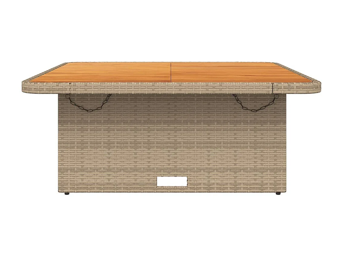 Table de jardin beige 110x110x71 cm résine tressée bois acacia GHR18466