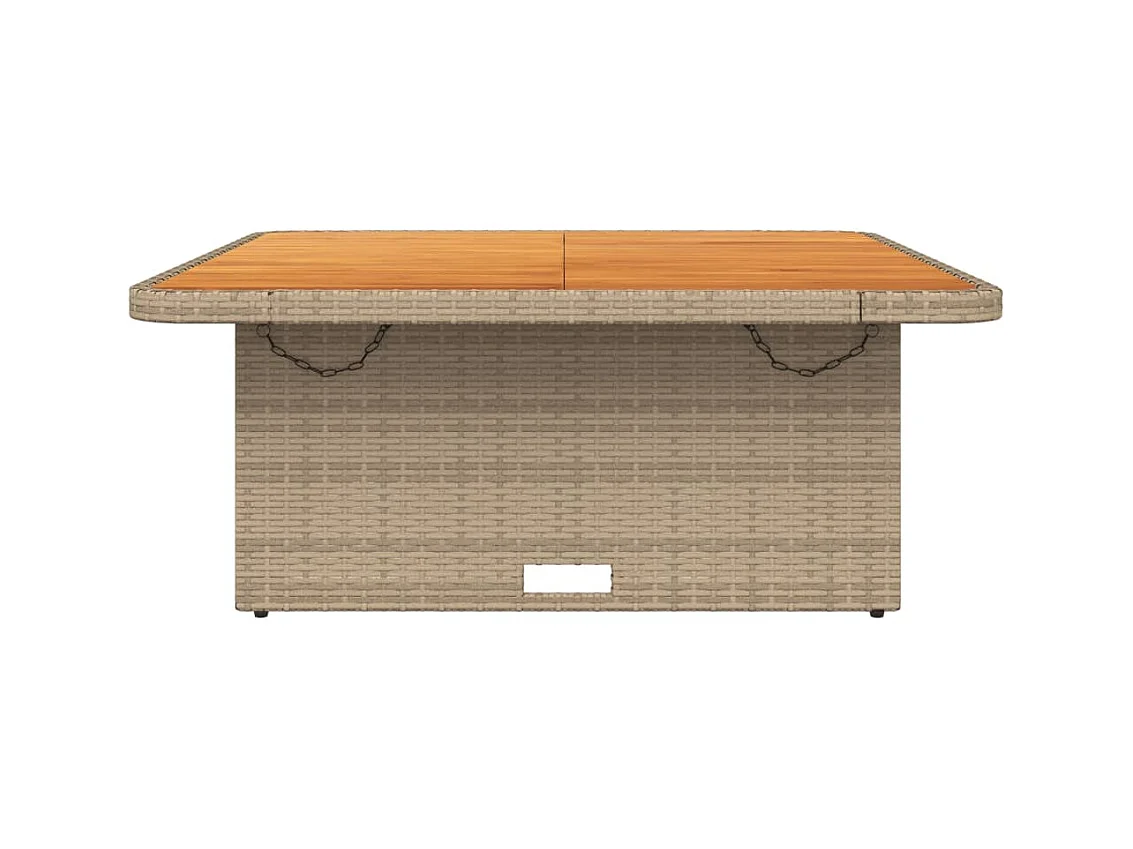 Table de jardin beige 110x110x71 cm résine tressée bois acacia GHR18466