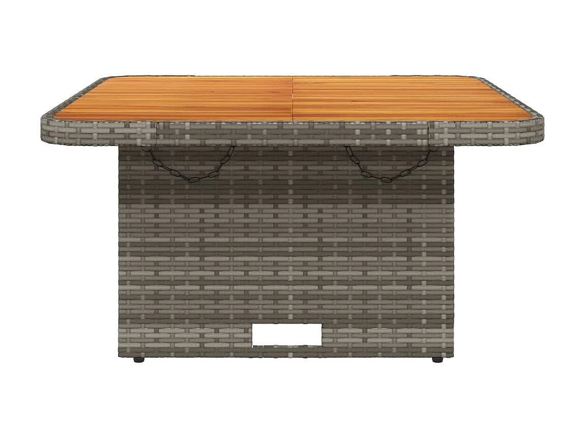 Table de jardin gris 80x80x71 cm résine tressée et bois acacia GHR86731
