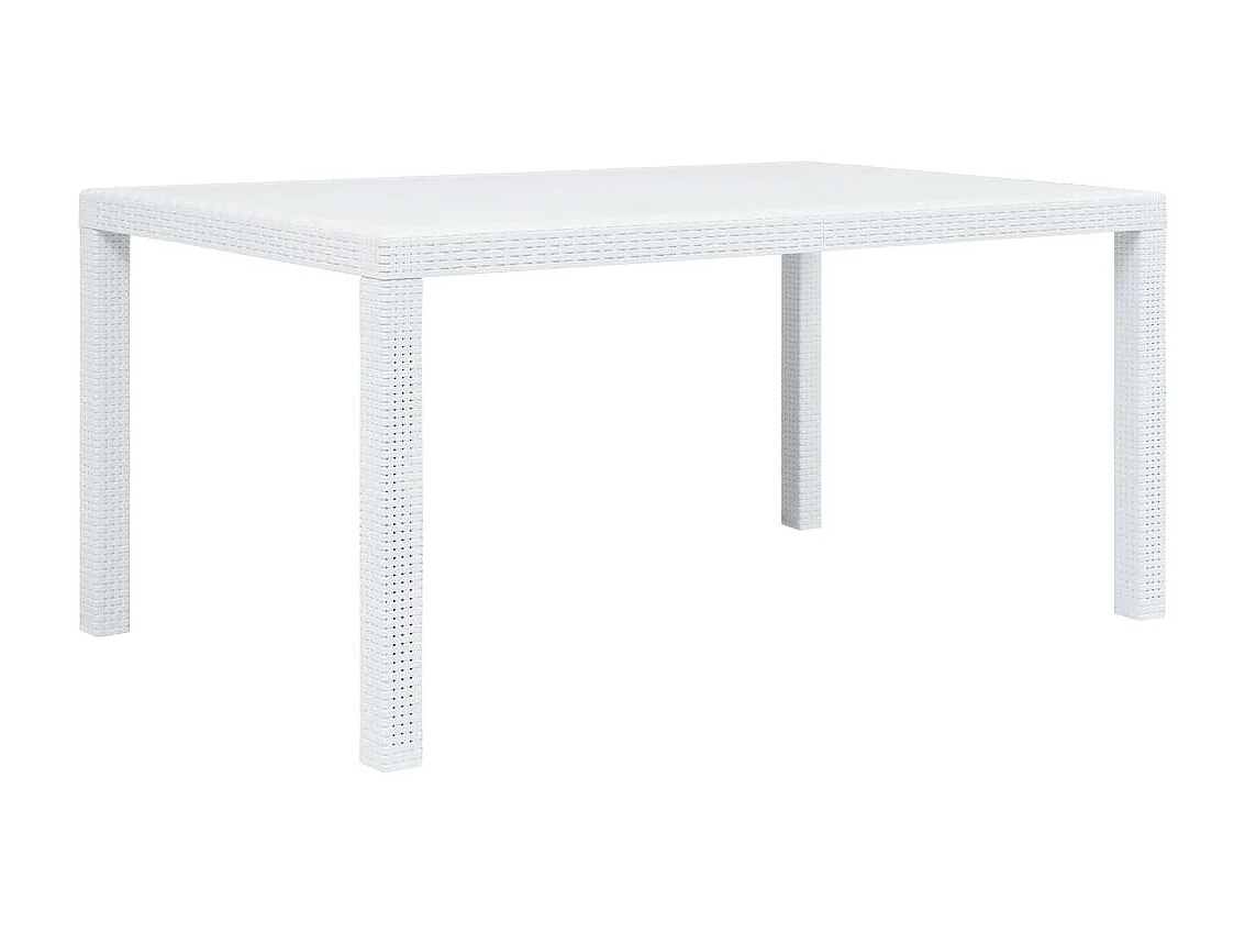 Mesa de jardim 150x90x72 cm plástico branco com aspeto de vime PT345850