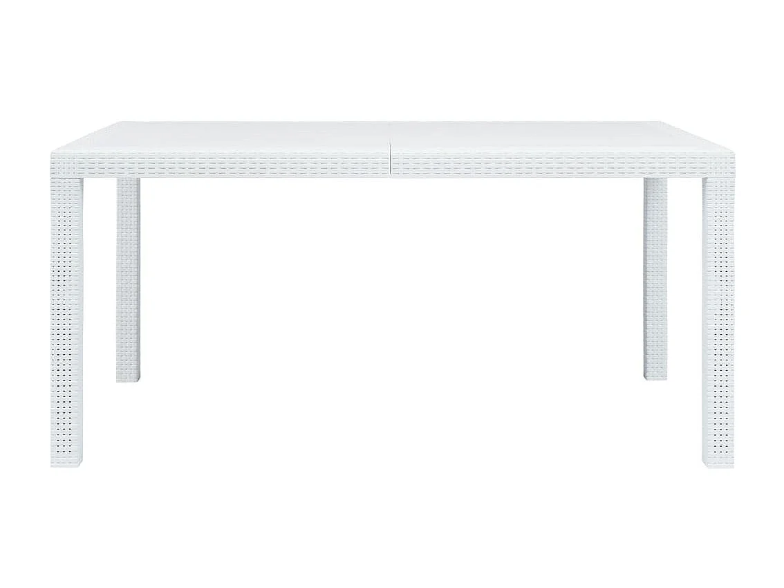 Mesa de jardim 150x90x72 cm plástico branco com aspeto de vime PT345850