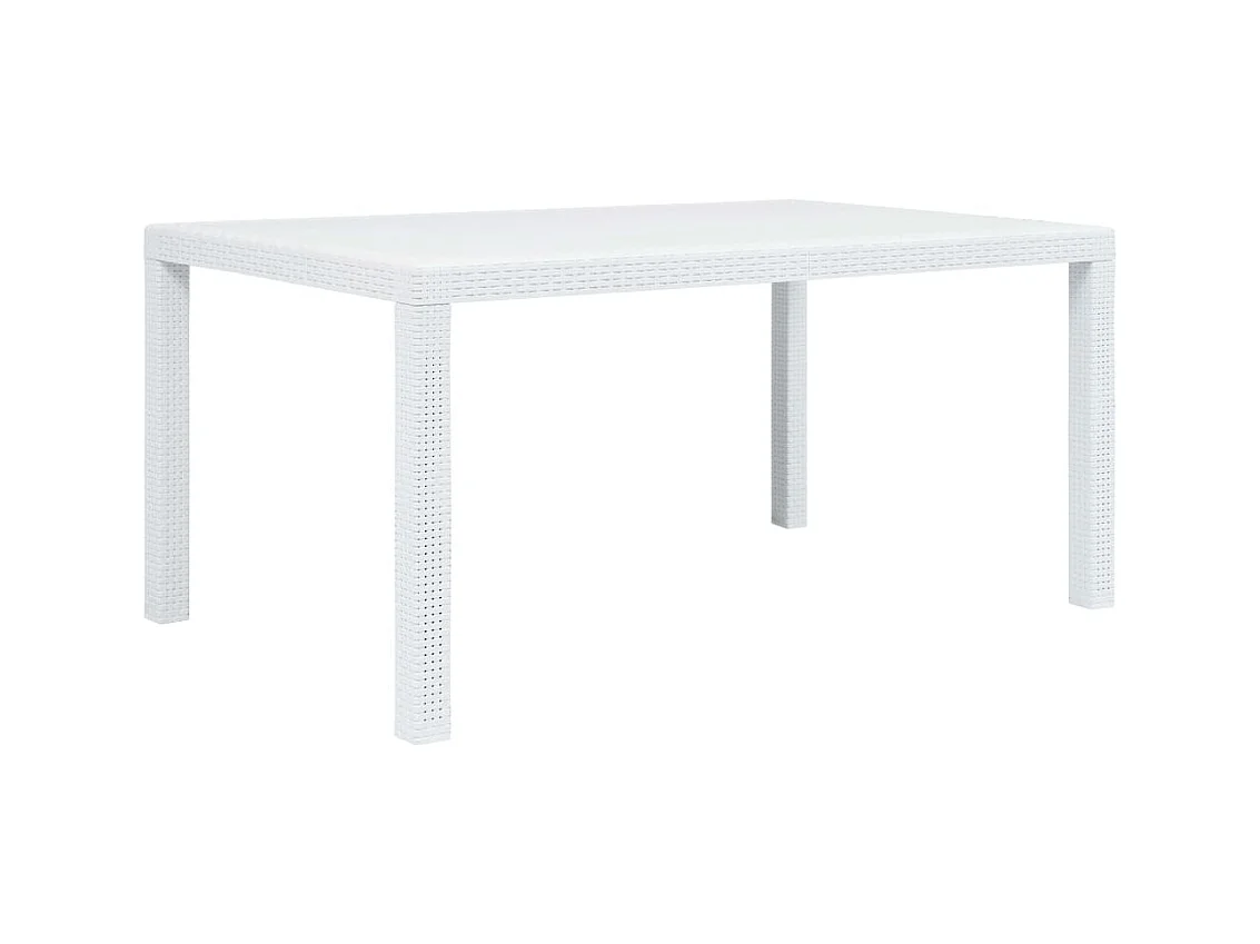 Table de jardin Blanc 150x90x72 cm Plastique Aspect de rotin GHR40628