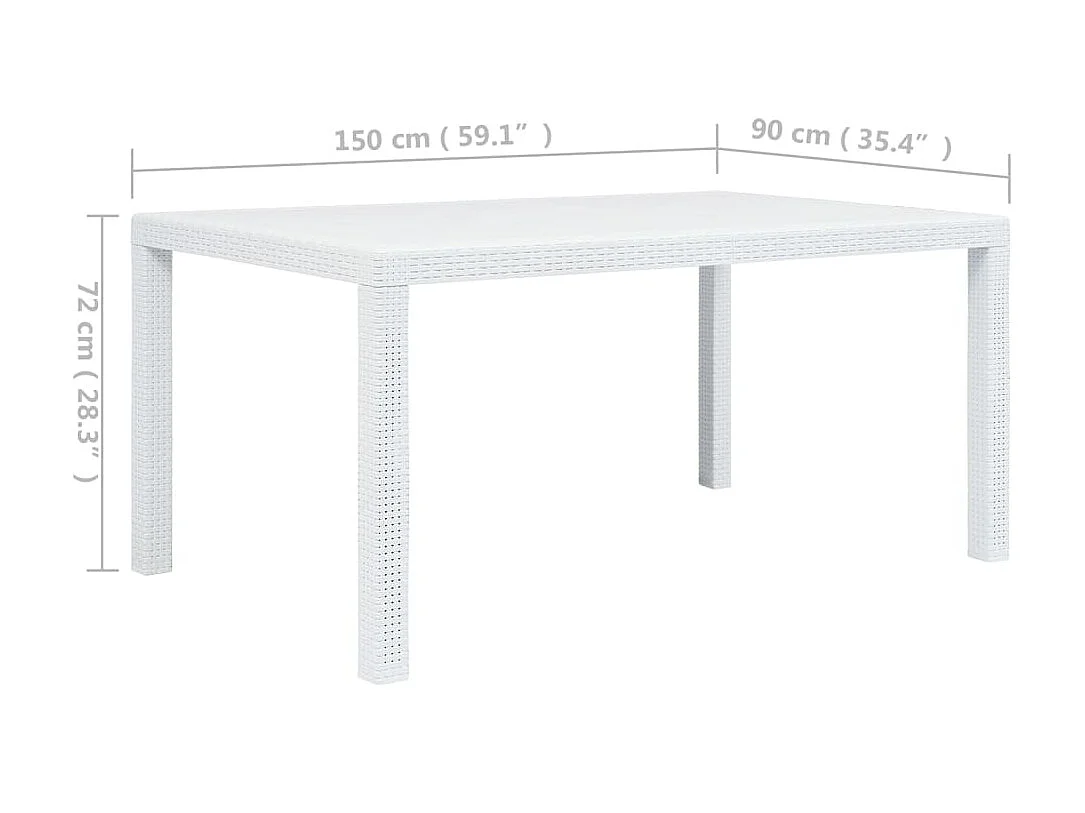 Tuintafel 150x90x72 cm rattan-look kunststof wit NL957263
