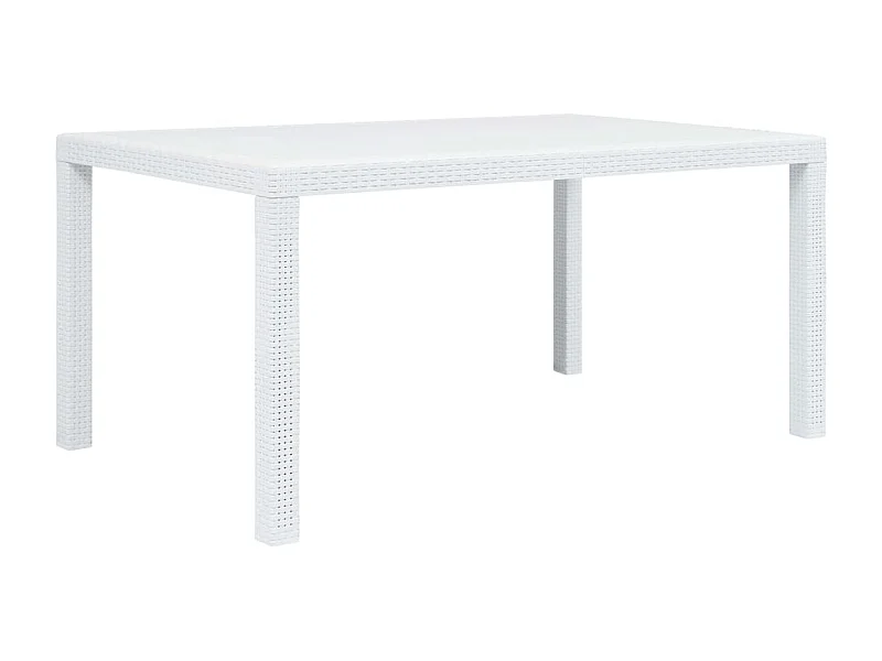 Table de jardin Blanc 150x90x72 cm Plastique Aspect de rotin GHR40628