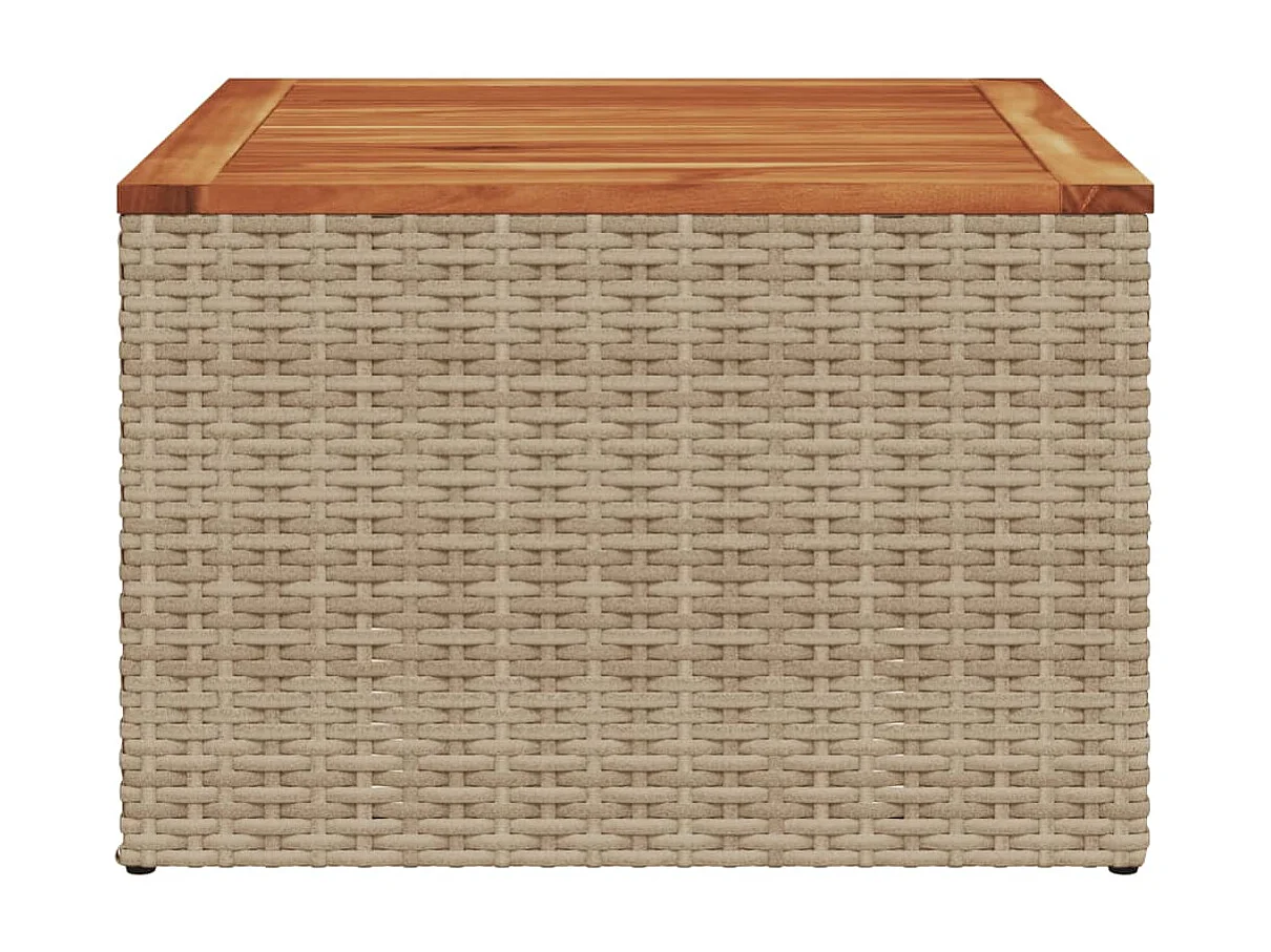 Table de jardin beige 55x55x37 cm résine tressée et bois acacia GHR98300