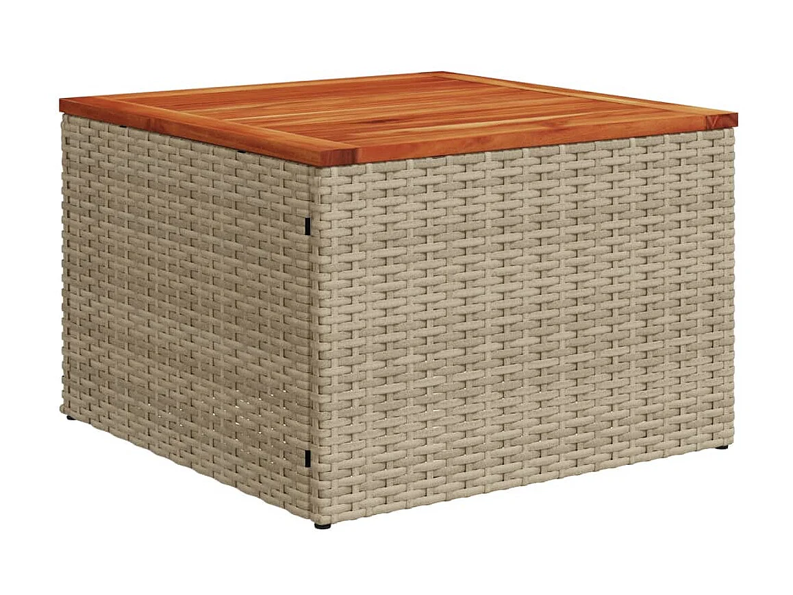 Tuintafel 55x55x37 cm poly rattan en acaciahout beige NL221927