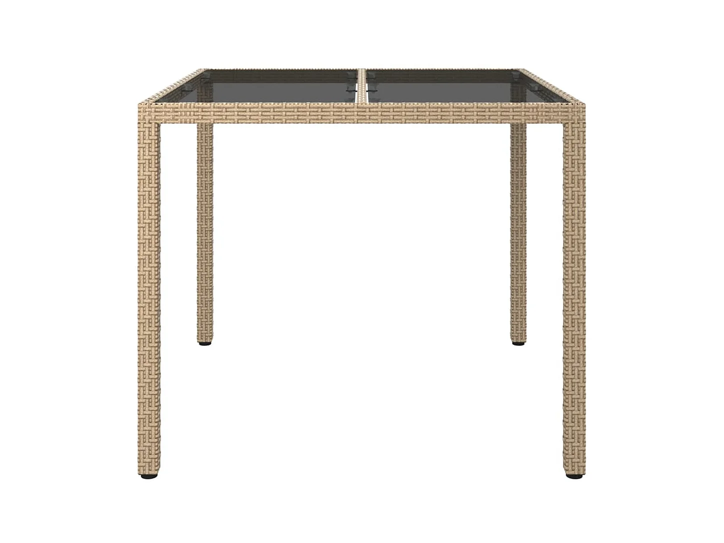 Table de jardin 90x90x75cm Verre trempé et résine tressée Beige GHR24037