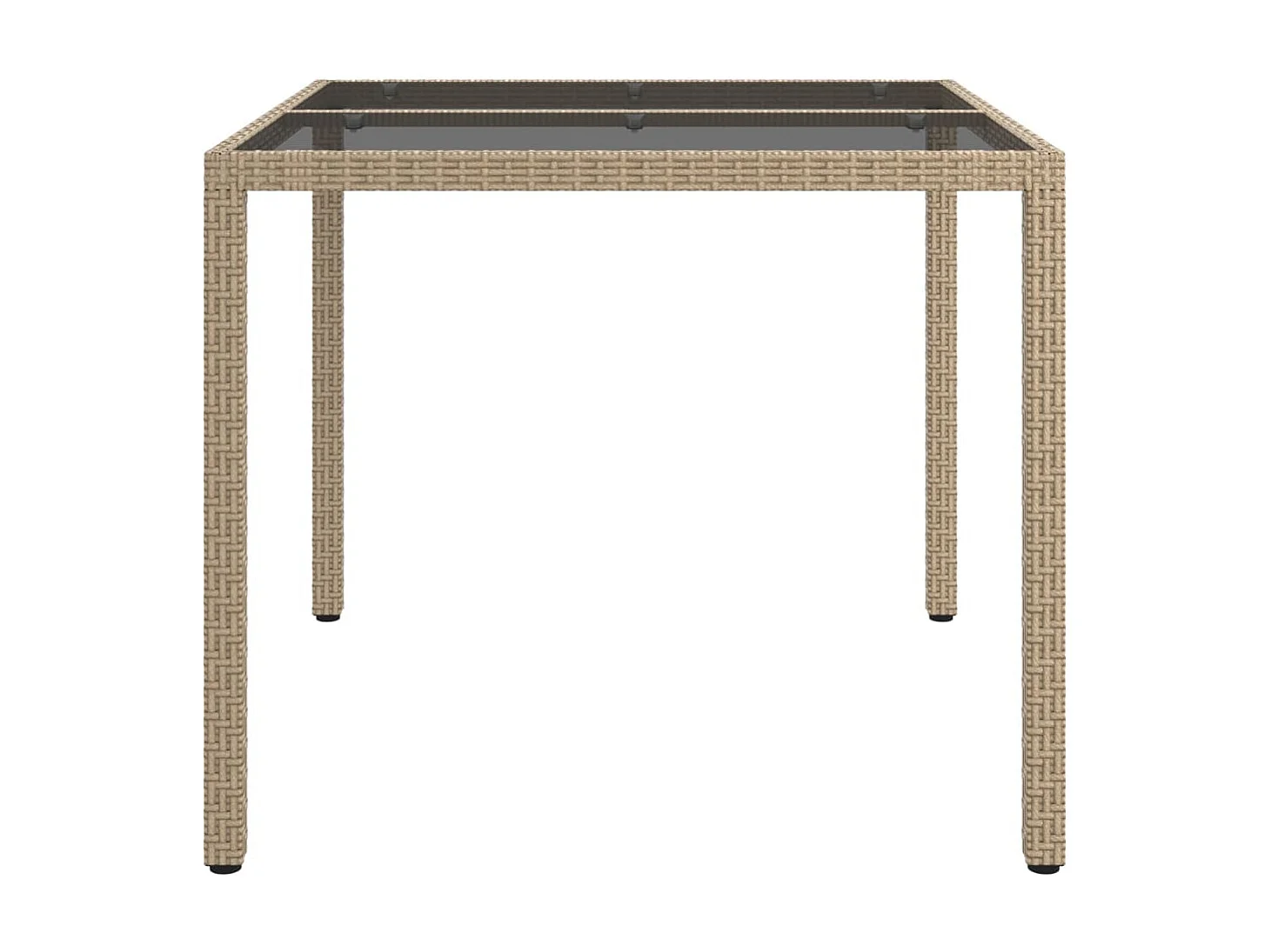 Mesa de jardim 90x90x75 cm vidro temperado e vime PE bege PT185556