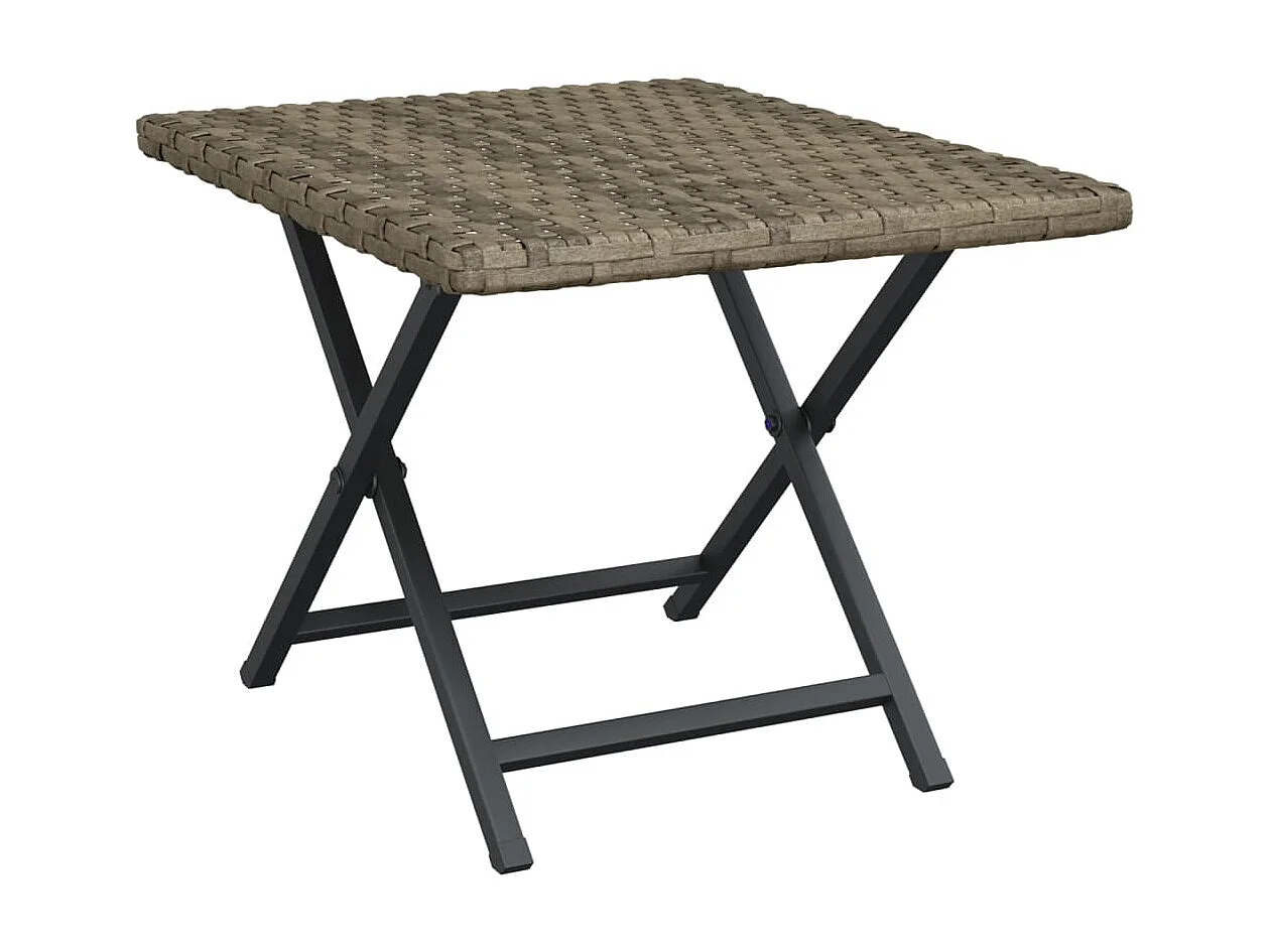 Mesa plegable ratán sintético gris 45x35x32 cm KOW38922