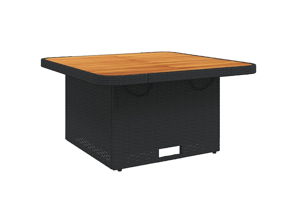 Table de jardin noir 80x80x71 cm résine tressée et bois acacia GHR62239