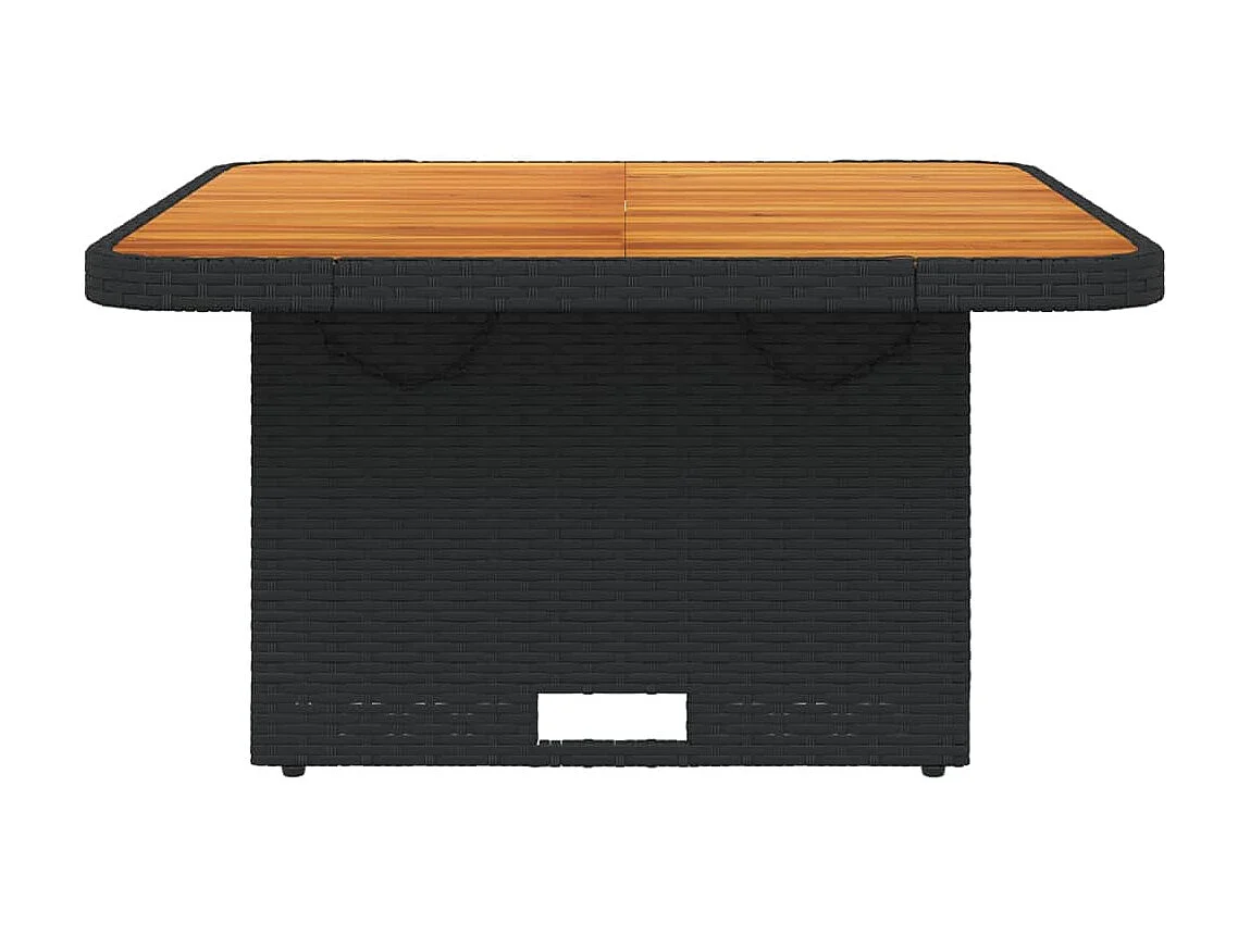 Table de jardin noir 80x80x71 cm résine tressée et bois acacia GHR62239