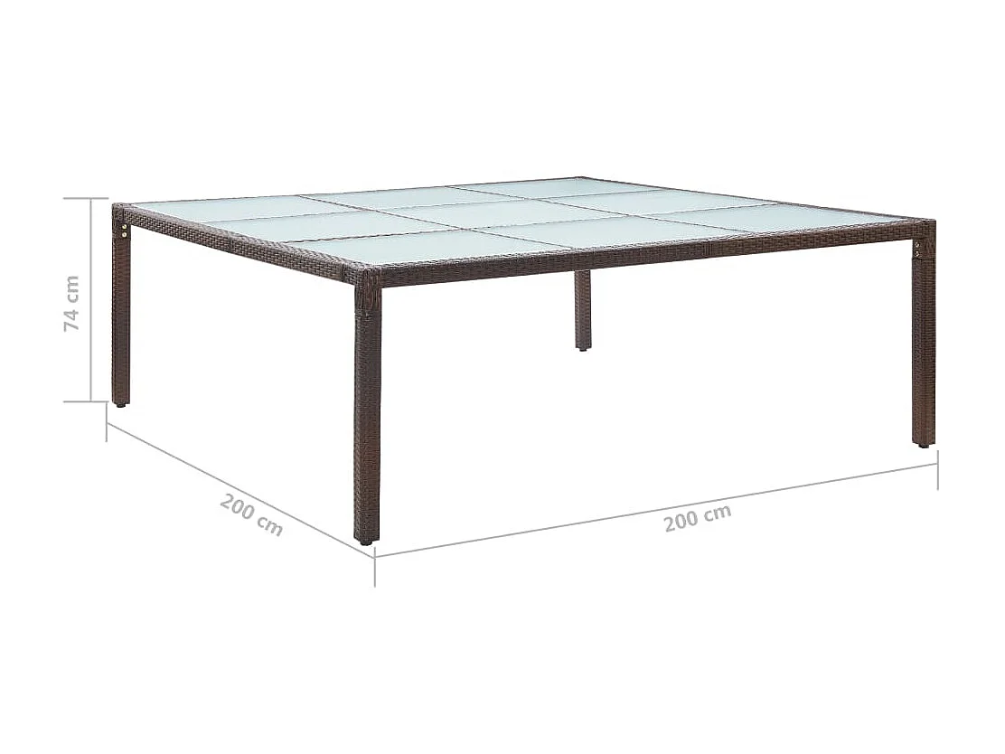 Table à manger de jardin Marron 200x200x74 cm Résine tressée GHR29642
