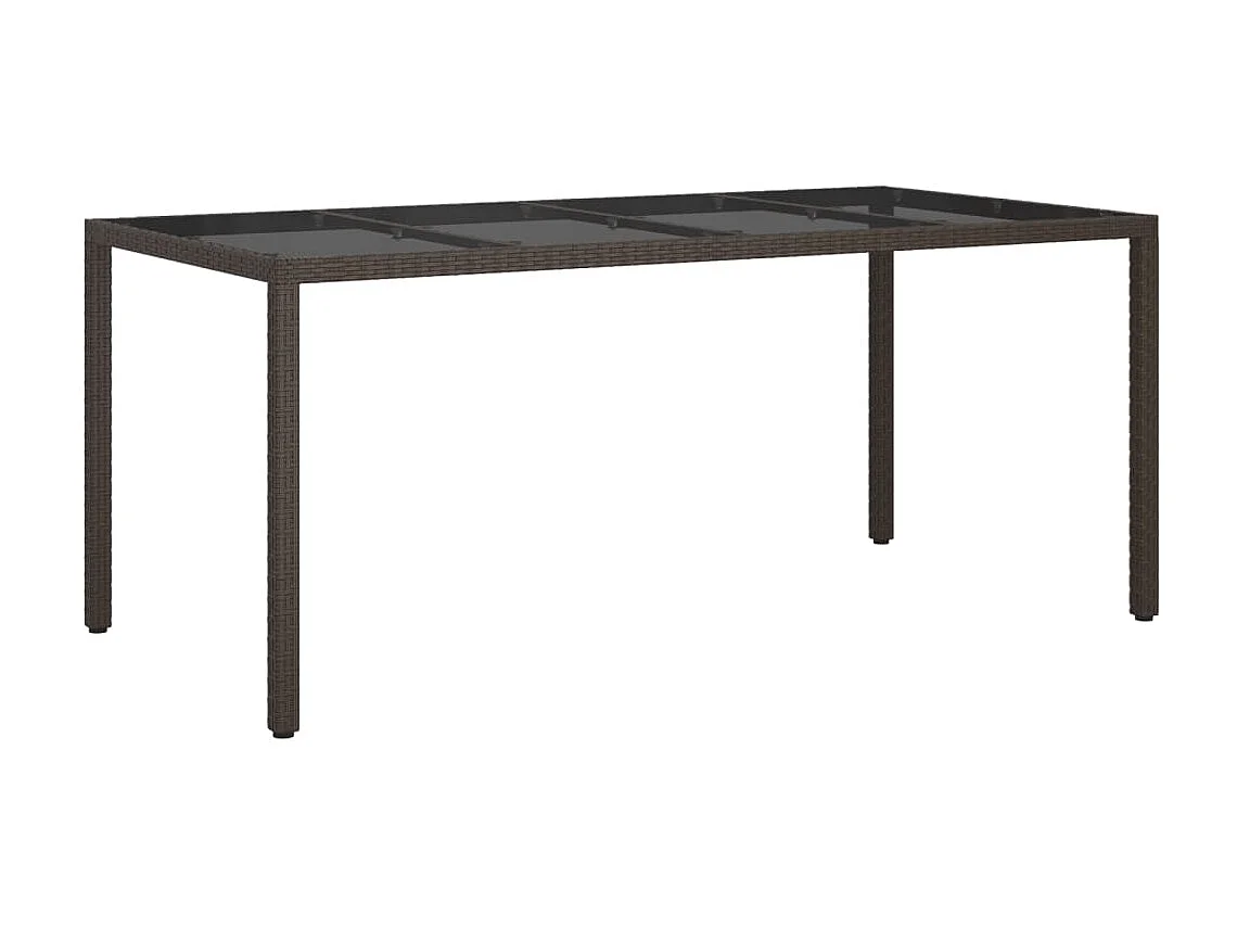 Mesa de comedor de jardín vidrio templado ratán sintético marrón 190x90x75 cm KOW60172