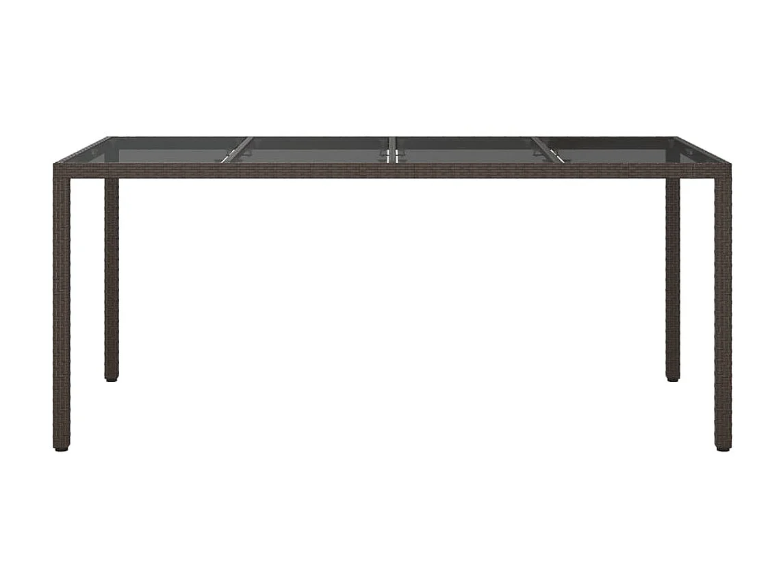 Table de jardin Marron 190x90x75 cm Verre trempé/résine tressée GHR79136