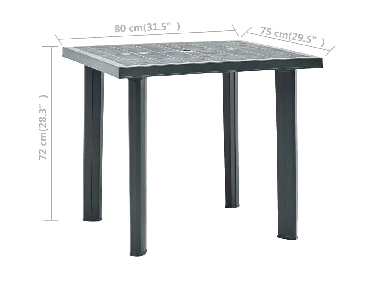 Tuintafel 80x75x72 cm kunststof groen NL536040