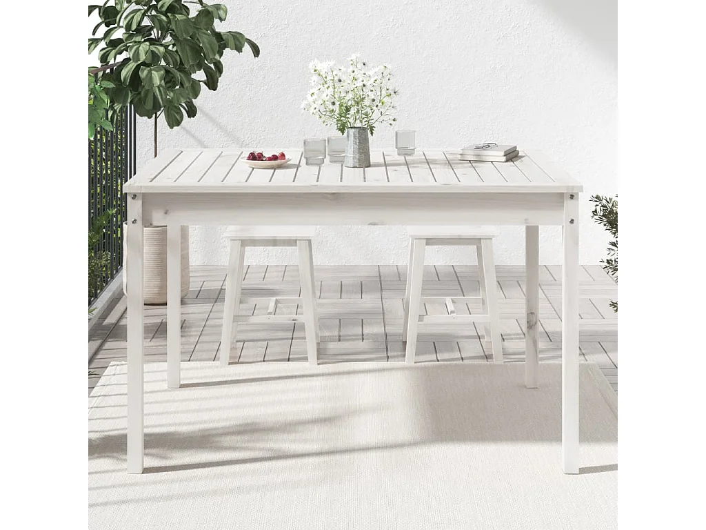 Table de jardin blanc 121x82,5x76 cm bois massif de pin GHR15810