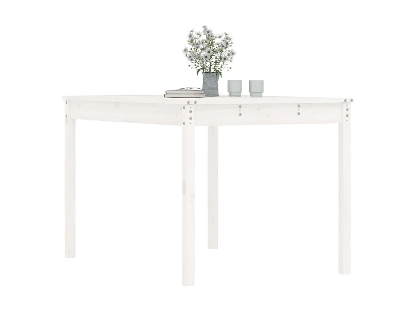 Table de jardin blanc 121x82,5x76 cm bois massif de pin GHR15810