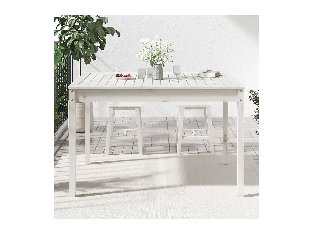 Table de jardin blanc 121x82,5x76 cm bois massif de pin GHR15810