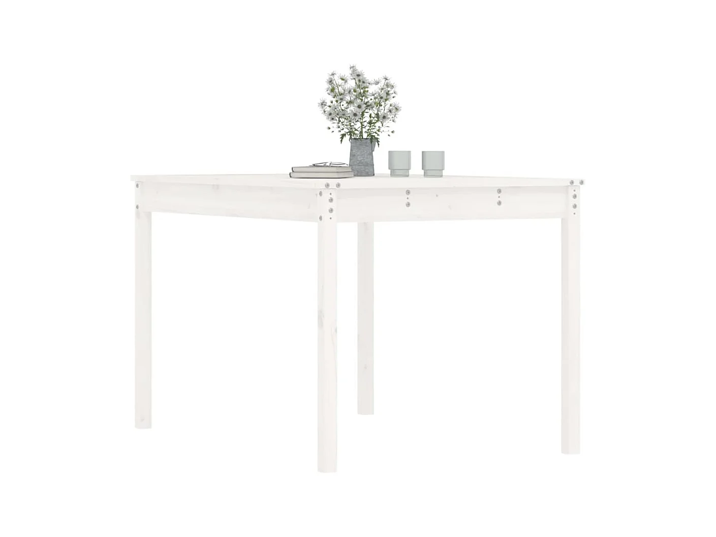 Table de jardin blanc 121x82,5x76 cm bois massif de pin GHR15810