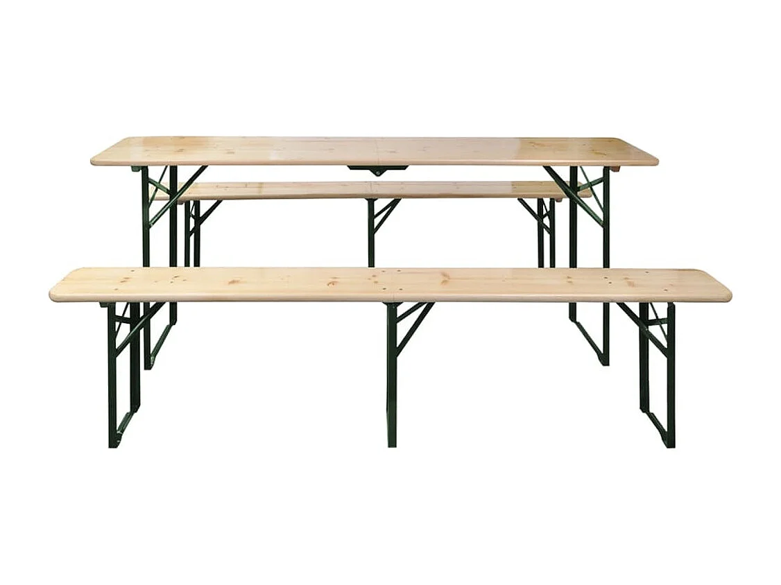 Mesa de cerveja dobrável c/ 2 bancos 220 cm madeira de abeto PT496399