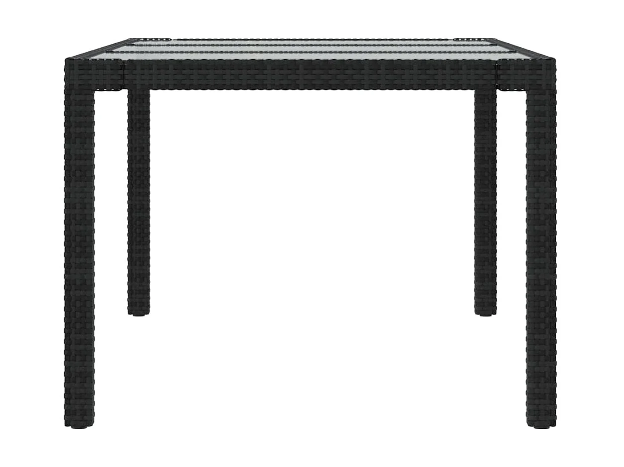 Mesa de jardim 190x90x75 cm vidro temperado e vime PE preto PT928275