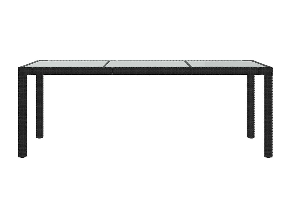 Table de jardin Noir 190x90x75 cm Verre trempé/résine tressée GHR92308