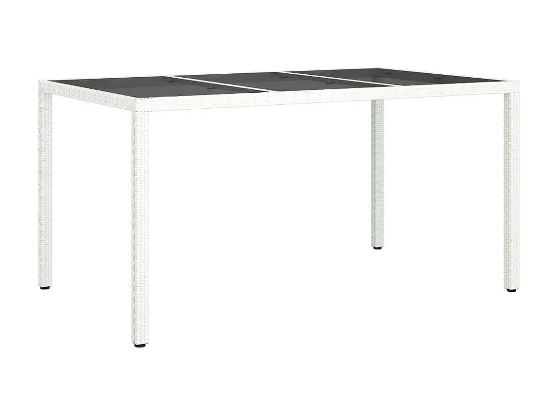 Table de jardin 150x90x75 cm Verre trempé/résine tressée Blanc GHR47652