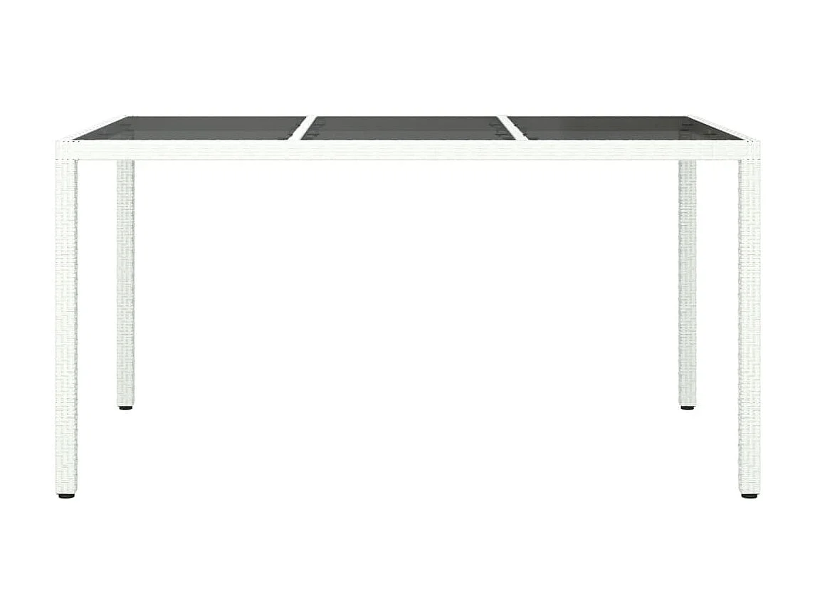 Mesa de jardim 150x90x75 cm vidro temperado e vime PE branco PT330954