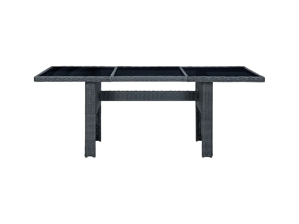 Table de jardin Gris foncé Résine tressée et verre trempé GHR16037