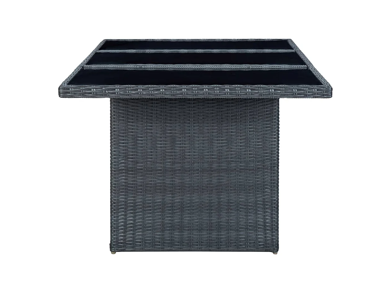 Table de jardin Gris foncé Résine tressée et verre trempé GHR16037