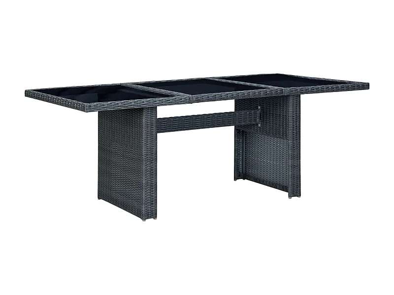 Table de jardin Gris foncé Résine tressée et verre trempé GHR16037