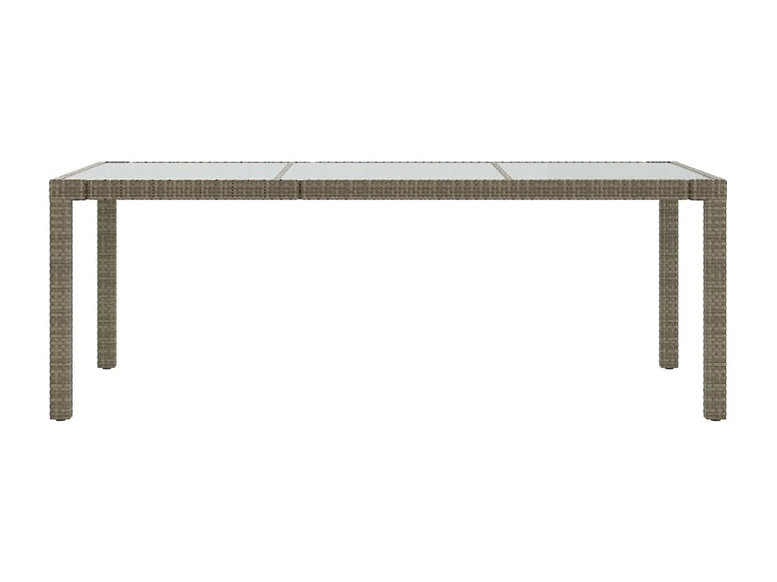 Table de jardin Gris 190x90x75 cm Verre trempé/résine tressée GHR17402