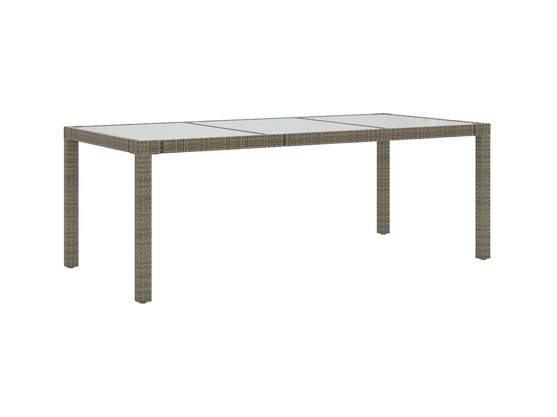 Table de jardin Gris 190x90x75 cm Verre trempé/résine tressée GHR17402
