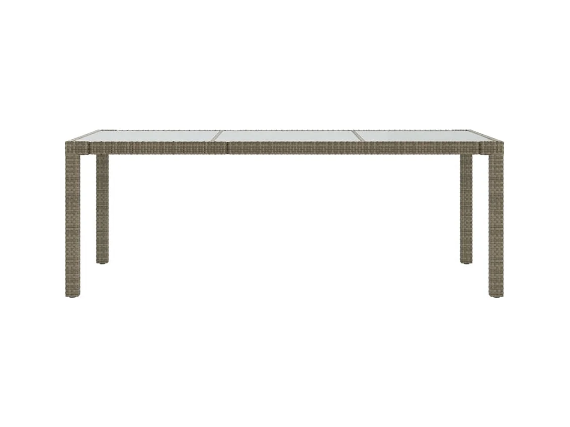 Table de jardin Gris 190x90x75 cm Verre trempé/résine tressée GHR17402