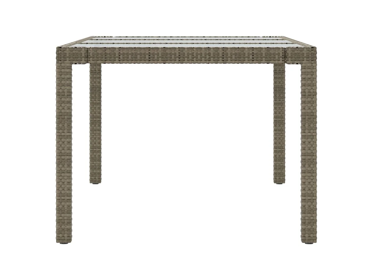 Table de jardin Gris 190x90x75 cm Verre trempé/résine tressée GHR17402