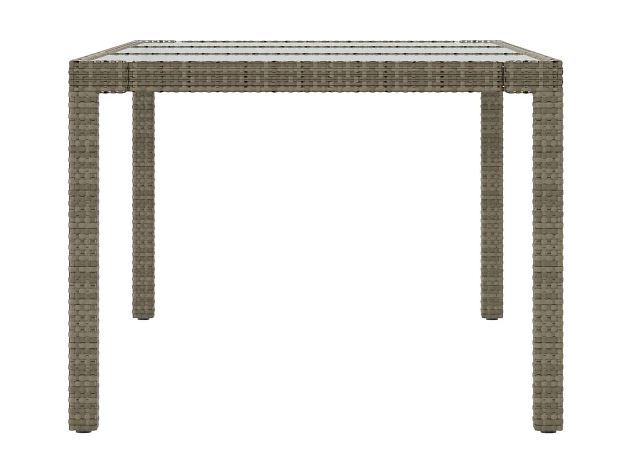 Table de jardin Gris 190x90x75 cm Verre trempé/résine tressée GHR17402