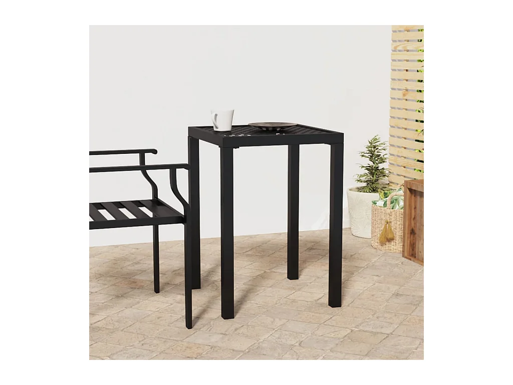 Table de jardin anthracite 50x50x72 cm acier GHR13535