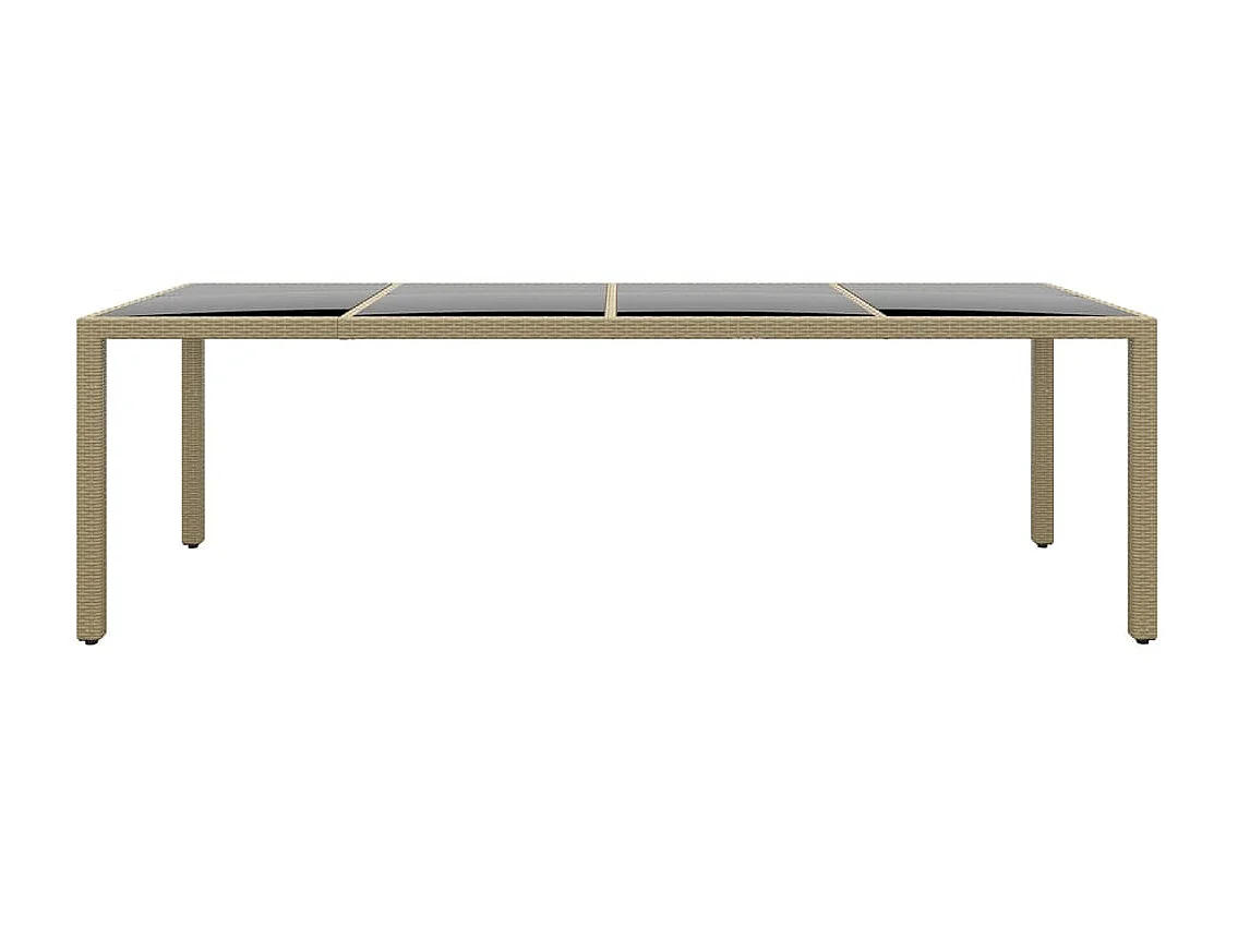 Table de jardin avec dessus en verre beige résine tressée GHR97330