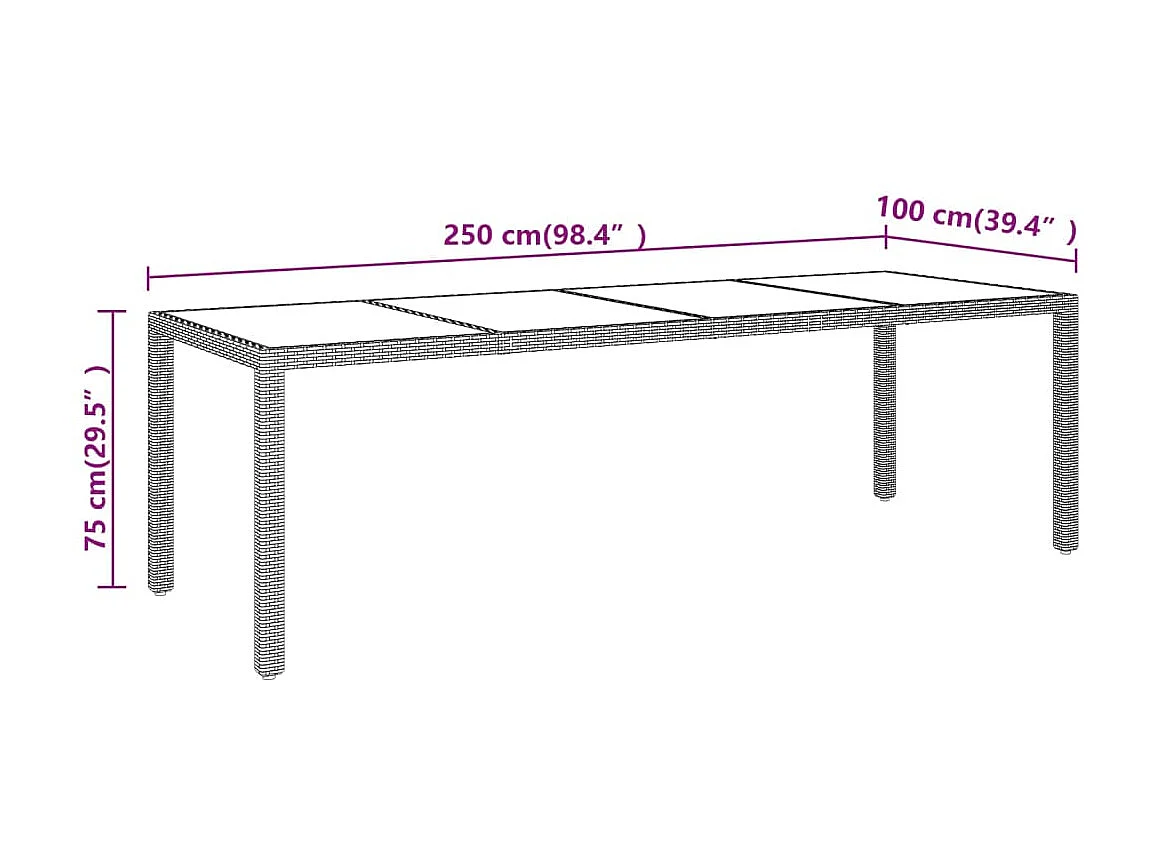 Table de jardin avec dessus en verre beige résine tressée GHR97330